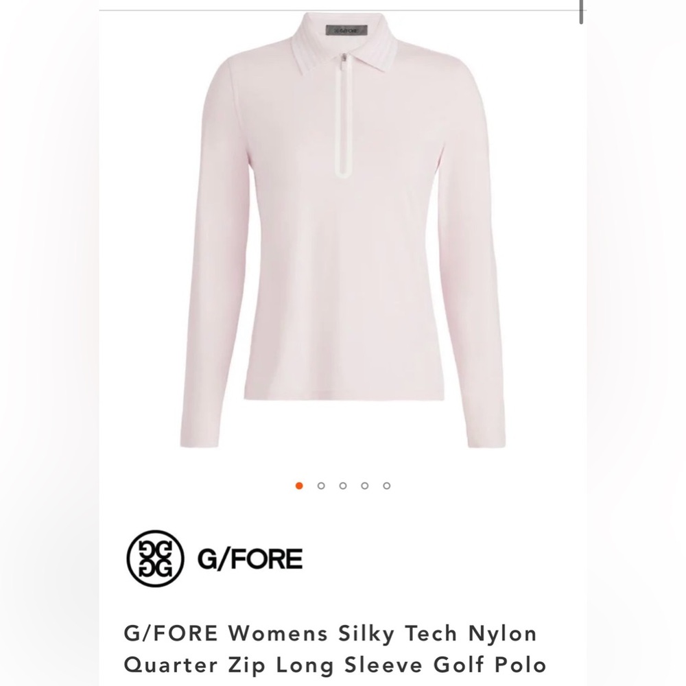 G/FORE Pale Pink Silky Tech Nylon Quarter-Zip Long Sleeve Polo